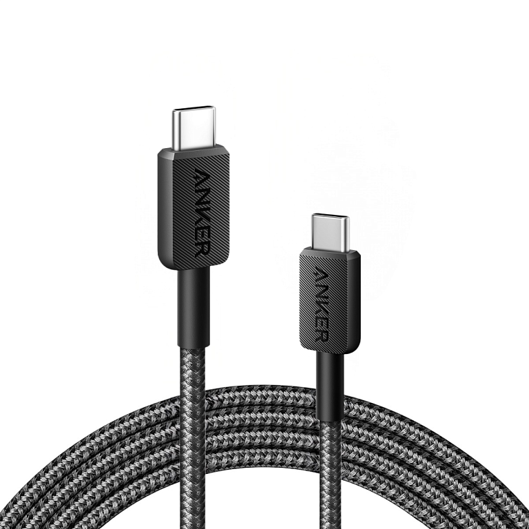 Cablu alimentare si date Anker, USB Type-C (T) la USB Type-C (T), lungime 1.8m, rata transfer 480 Mbps, 60W, invelis nylon, braided, negru