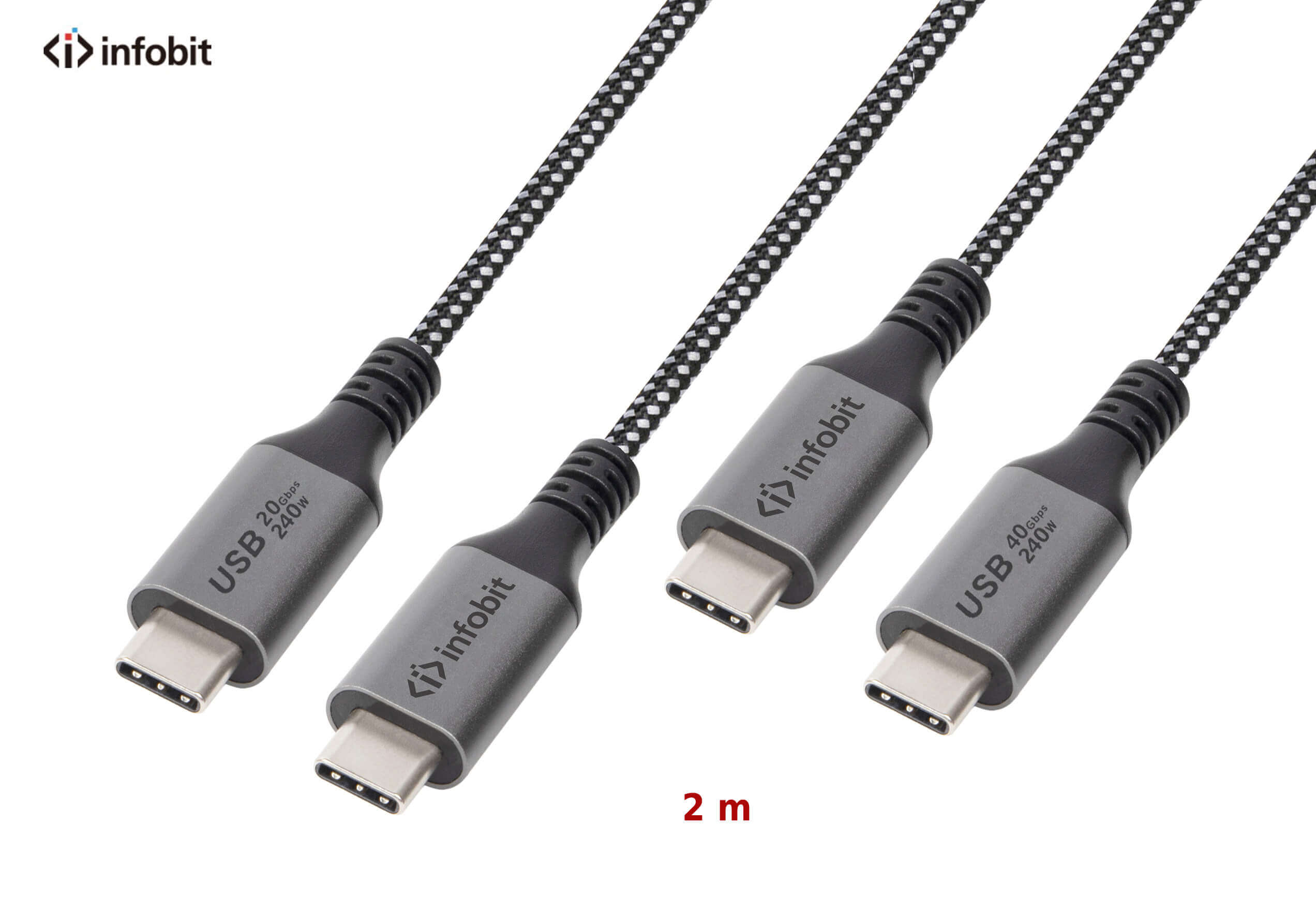 Cablu USB4 type C to C, Infobit iCable-U4-CC2020, 20Gbps, E-Marker, 2m