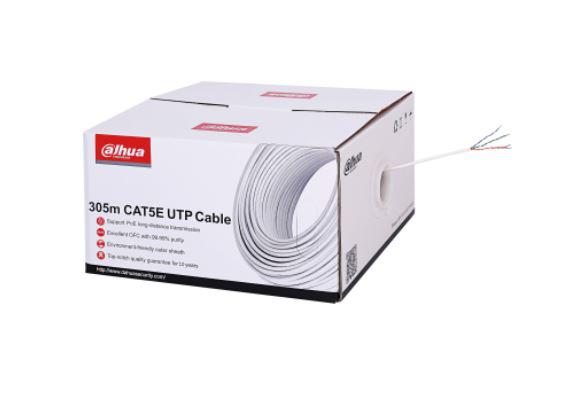 Cablu UTP CAT5E 305m, Alimentare PoE: maxim 160m, Manta exterioară ecologică, îndeplinește clasa CPR E/UL CM;