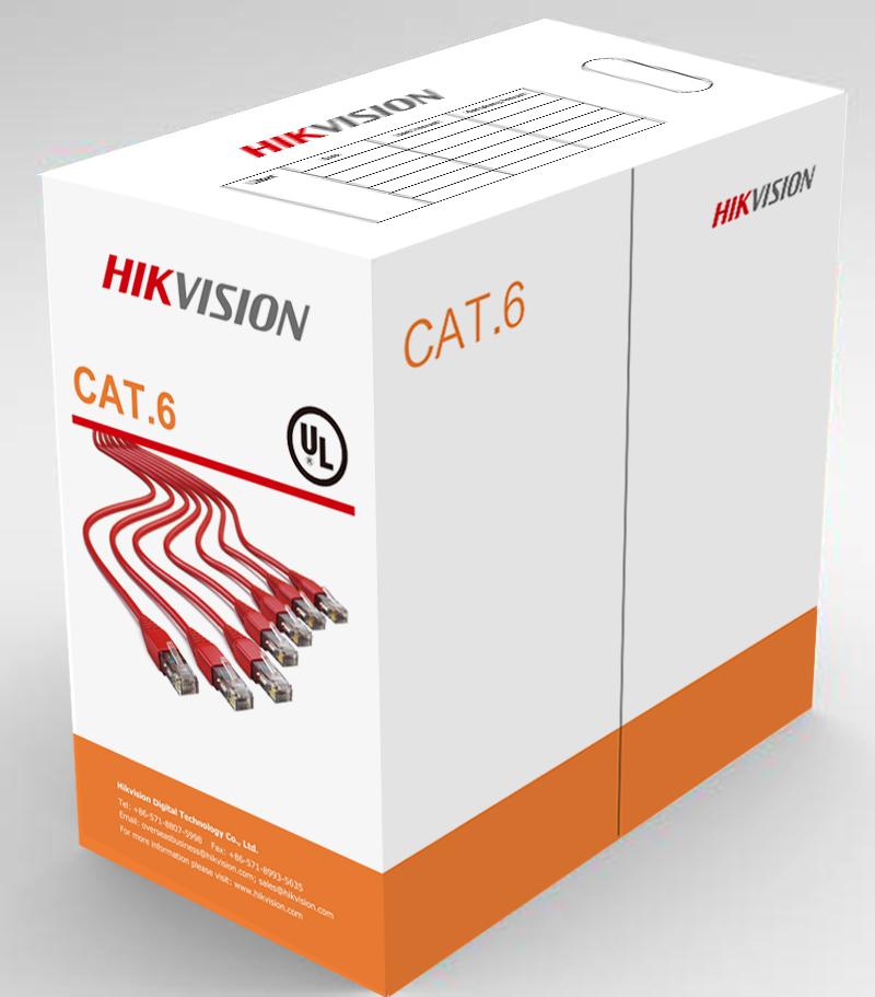 Cablu U/UTP cat.6 Hikvision, DS-1LN6-UU, 4x23AWG, material cupru integral, ANSI/TIA-568-C.2 PVC, cutie 305 metri.