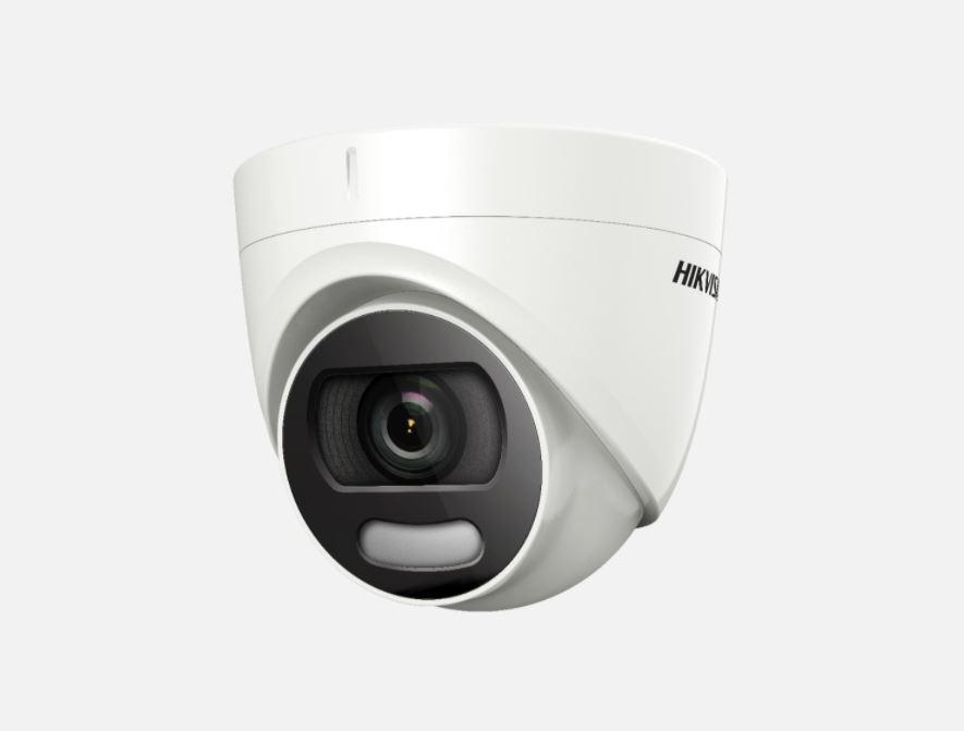 Camera supraveghere Hikvision Turbo HD ColorVu turret DS-2CE72DFT-F28 (2.8mm), 2MP, ColorVu, imagini color 24/7, rezolutie 1920 × 1080@25fps, iluminare: 0.0005 Lux @ (F1.0, AGC ON), 0 Lux with white light, lentila: 2.8mm, unghi vizualizare: horizontal FOV: 104°, vertical FOV: 54°, diagonal FOV