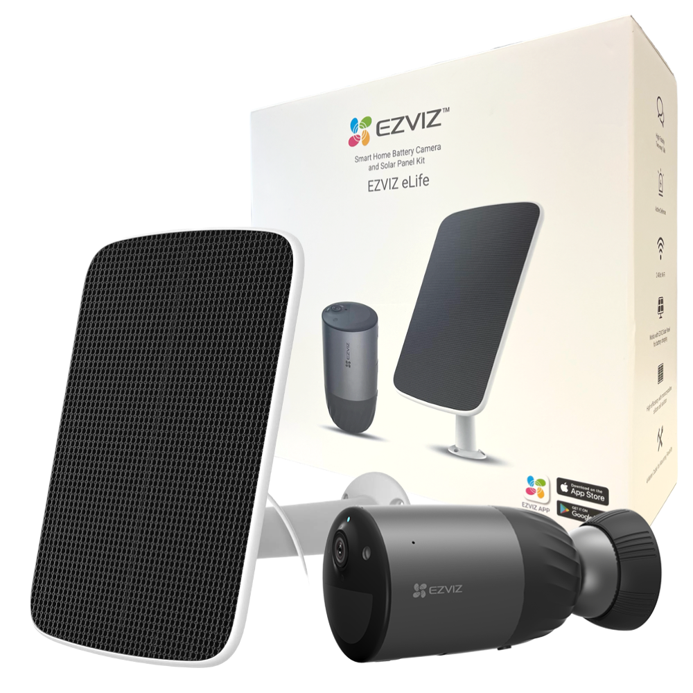 Kit Camera supraveghere video WIFI cu baterie Ezviz CS-BC1C-A0-2C4WPBDL cu panou solar SOLAR PANEL-D;rezolutie Full HD 4MP;25 FPS; distanta IR: 10 metri; comunicare audio bidirectionala; 3D DNR, DWDR, BLC; detector PIR integrat; comunicare WIFI 2.4GHZ; baterie reincarcabila Lithium-ion