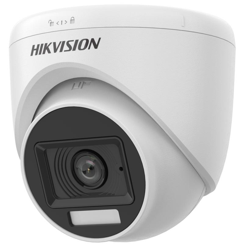 Camera de supraveghere Turret 3k Smart Hybrid Light Audio Fixed Hikvision DS-2CE78K0T-LFS(2.8MM), lentila fixa: 2.8mm, iluminare: 0.01 Lux @ (F2.0, AGC ON), 0 Lux cu IR: 20m, lumina alba: 20m, iesire: TVI/AHD/CVI/CVBS, microfon incorporat, alimentare: 12 VDC ± 25%, dimensiuni: 84.6 mm × Ø85.02 mm