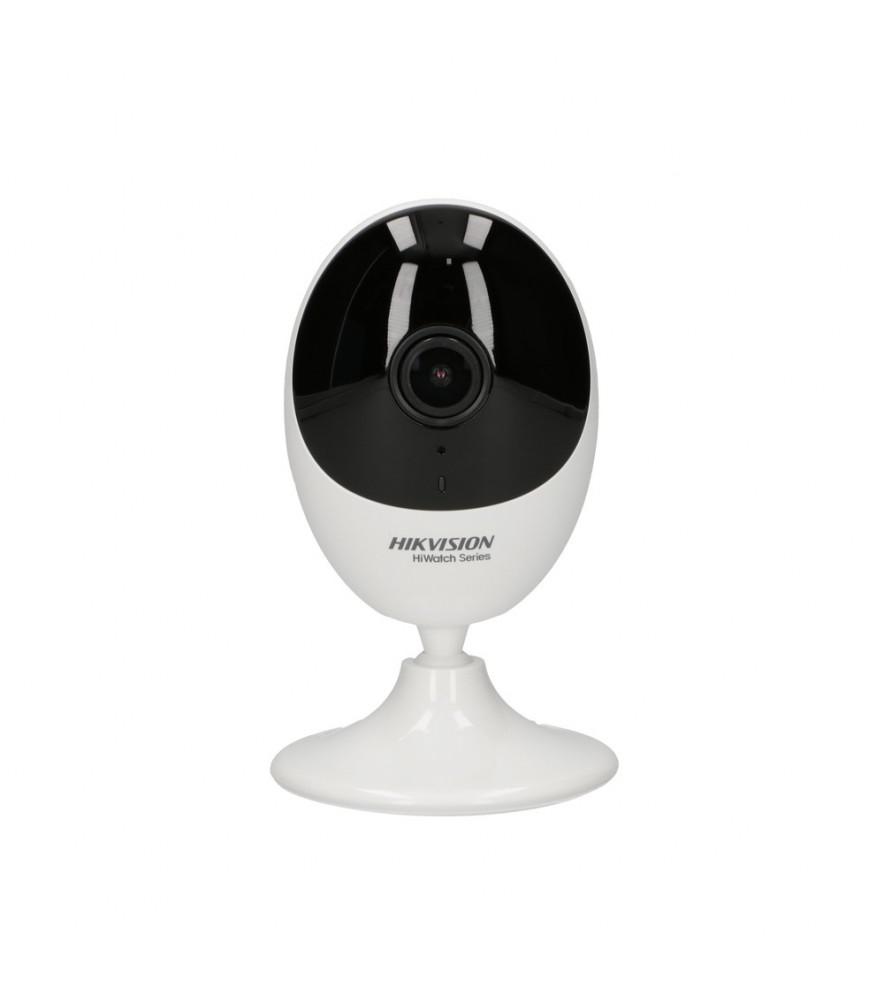 Camera supraveghere Hikvision IP cube HWC-C120-D/W(2.0mm)W; 2MP; seria HiWatch, Wi-FI, rezolutie 1920 × 1080@30fps, lentila 2.0mm, distanta IR 10m, BLC, HLC, 3D DNR,slot  micro SD/SDHC/SDXC pana la 256 GB, compresie H.265, audio: microfon si difuzor incorporat, alimentare 5 VDC ± 10%, micro USB