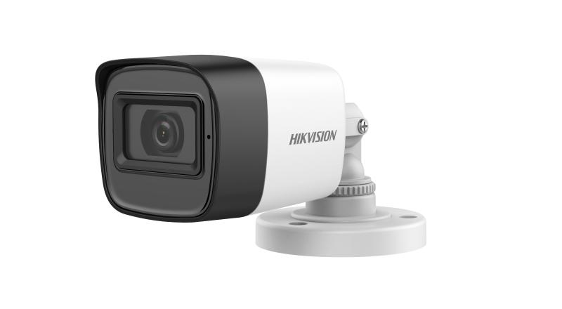 Camera de supraveghere Mini Bullet 2MP Hikvision DS-2CE16D0T- ITPFS(2.8MM), lentila fixa: 2.8mm, iluminare min.: 0.01 Lux @ (F2.0, AGC ON), 0 Lux cu IR: 25m, iesire: TVI/AHD/CVI/CVBS, alimentare: 12 VDC ± 25%, protectie: IP67, dimensiuni: 58 mm × 61 mm × 158.6 mm, greutate: 160g, temperatura de