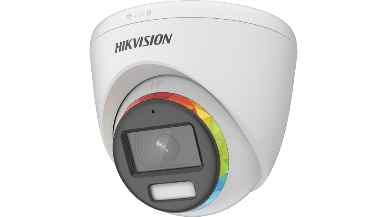 Camera de supraveghere Hikvision Turbo HD turret DS-2CE72DF8T-FSLN (2.8mm); 2MP, Color Vu - imagini color pe timp de noapte, mirofon audio incorporat, Aperture F1.0, 2MP, Color Vu - imagini color pe timp de noapte, mirofon audio incorporat, Aperture F1.0, senzor: 2 MP CMOS, rezolutie: 1920 (H) ×