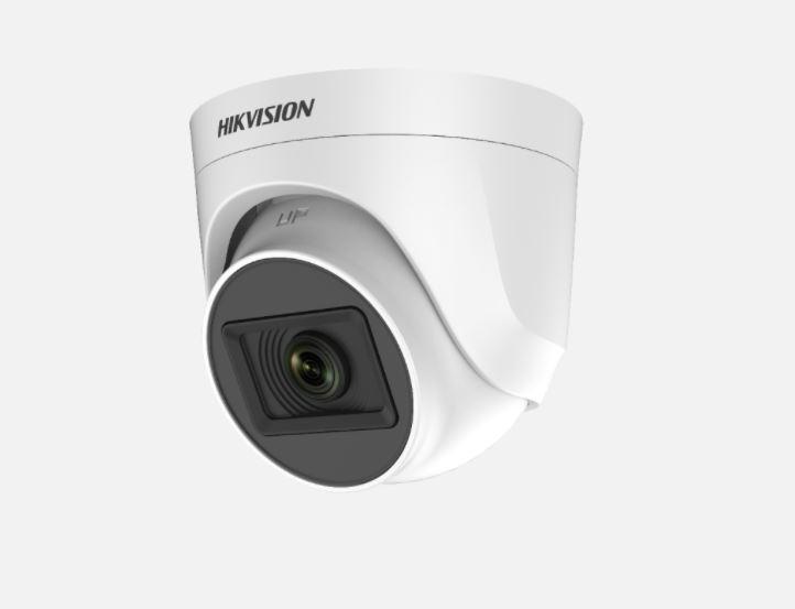 Camera supraveghere Hikvision Turbo HD turret DS-2CE76H0T-ITPF(2.4mm) (C), 5MP, rezolutie: 2560 × 1944, 5M@20fps, 4M@30fps, iluminare: 0.01 Lux@(F1.2, AGC ON), 0 Lux with IR, lentila fixa: 2.4 mm, unghi vizualizare:  horizontal FOV: 110°, vertical FOV: 81°, diagonal FOV:137°, distanta IR: 20metri