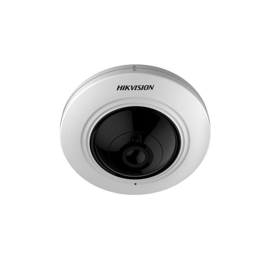 Camera de supraveghere Hikvision TurboHD FishEye DS-2CC52H1T-FITS (1.1mm); 1.1mm Lens; 5MP, 12.5fps/5MP, 180° panoramic view, EXIR; 20m IR; Indoor EXIR Fisheye; ICR, 0.01 Lux/F1.2, 12 VDC; Smart IR; ePTZ; DNR; OSD Menu; Built-in Mic; temperatura de functionare: -20 °C to 60 ° C,dimensiuni