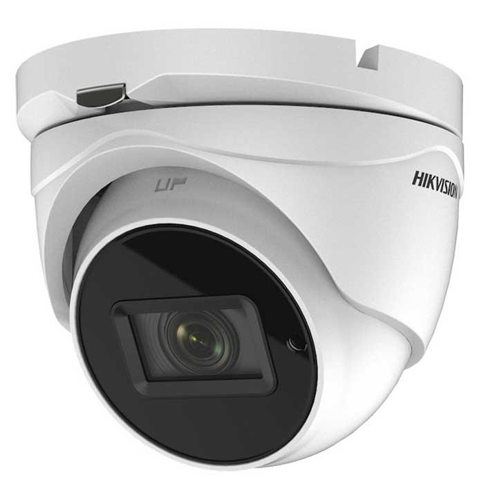 Camera supraveghere Hikvision TURRET DS-2CE76H0T-ITMFS(2.8mm); 5 MP;  Audio over coaxial cable, microfon audio incorporat; 5 MP CMOS; rezolutie: 2560 (H) × 1944 (V)@20FPS; iluminare: 0.01 Lux@(F1.2, AGC ON), 0 Lux with IR; lentila: 2.8mm, distanta IR: 30metri, Smart IR, horizontal FOV: 85.5°