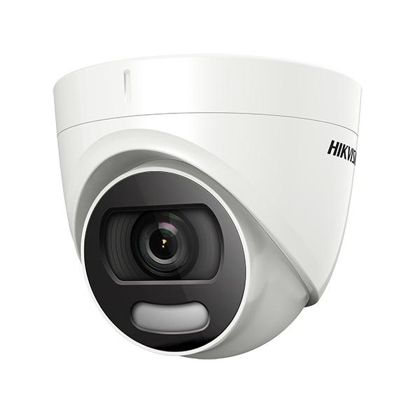 Camera supraveghere Turbo HD dome Hikvision DS-2CE72HFT-F28(2.8mm); 5MP, ColorVU - vizualizare imagini color pe timp de noapte, 5 MP CMOS, rezolutie: 2560 × 1944@@20fps, iluminare: 0.0005 Lux @ (F1.0, AGC ON), 0 Lux cu  lumina alba, lentila fixa: 2.8mm, distanta iluminare: 20metri cu ajutorul