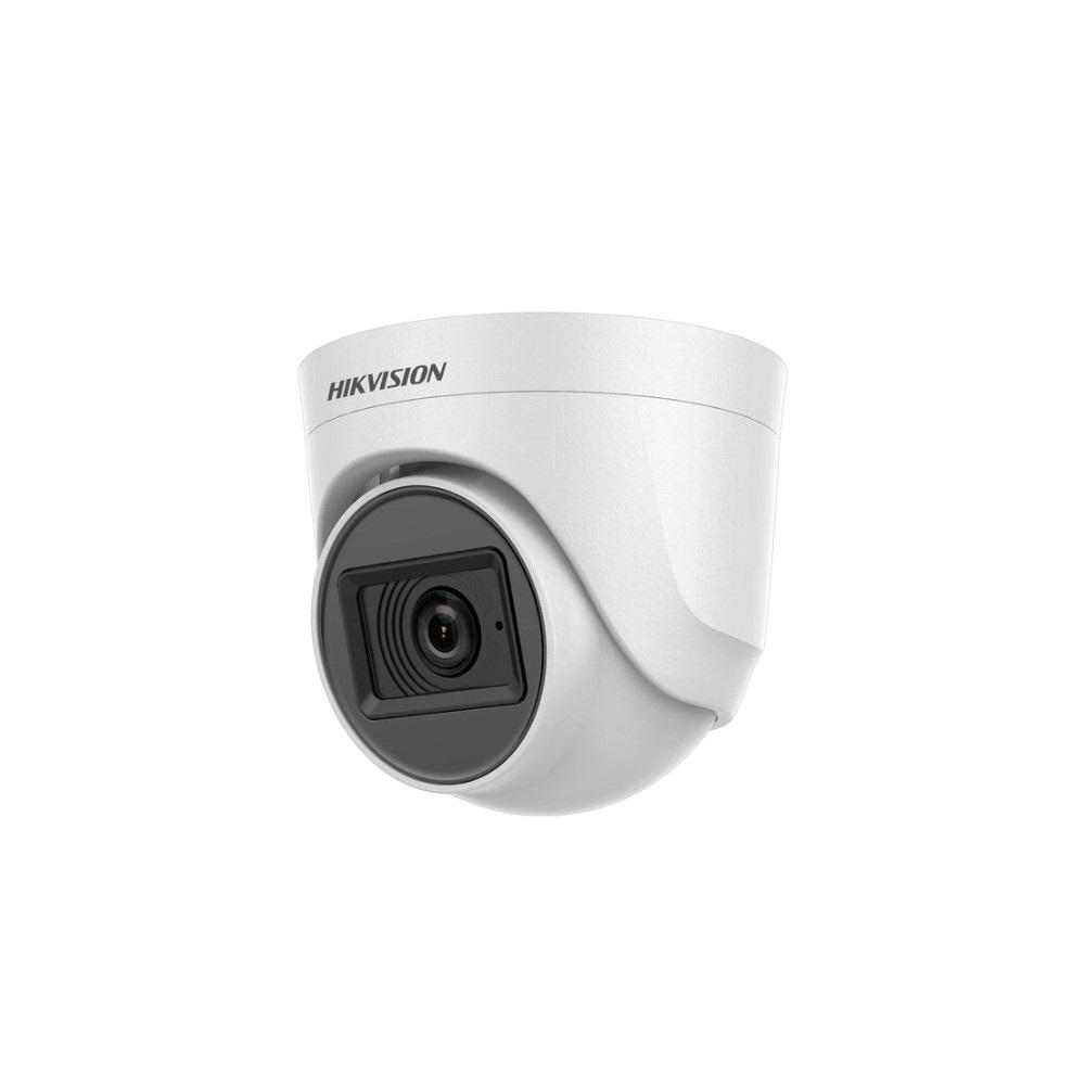 Camera supraveghere Hikvision TURRET DS-2CE76D0T-ITPFS(2.8mm); 2MP; Audio over coaxial cable, microfon audio incorporat; 2 MP CMOS; rezolutie 1920 (H) × 1080 (V)@25fps; iluminare: 0.01 Lux@(F1.2, AGC ON), 0 Lux with IR; lentila: 2.8mm; distanta IR: 20metri, Smart IR, horizontal FOV: 106.4°, vertical