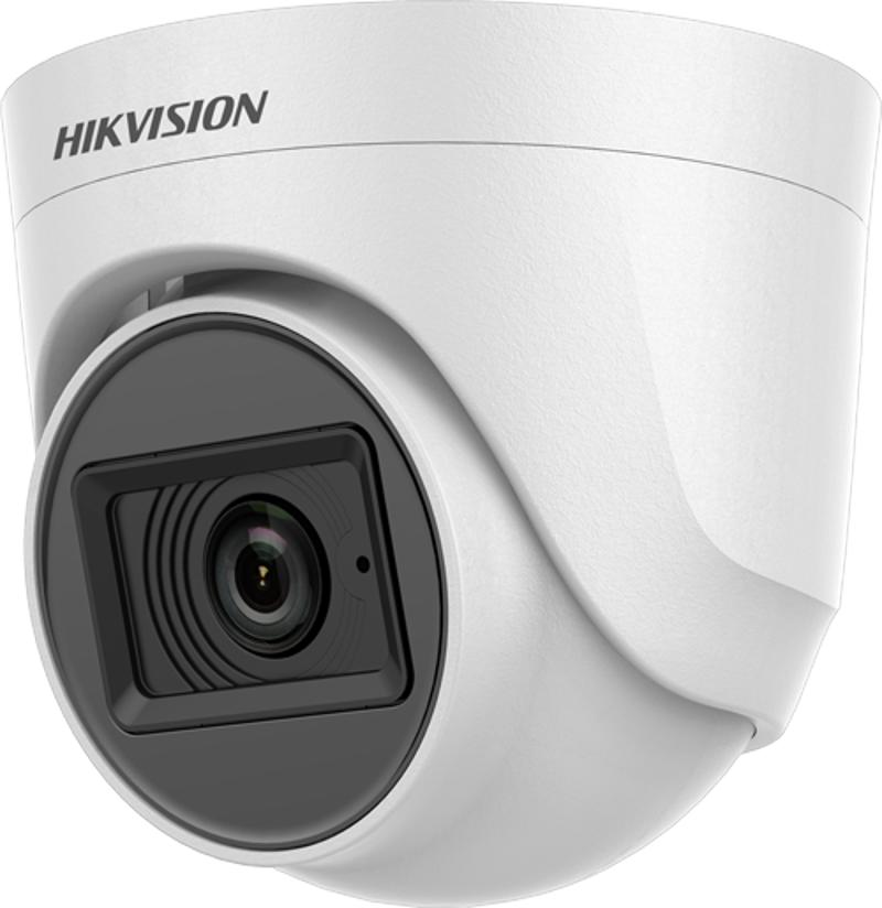 Camera de supraveghere Turret 5MP Audio Indoor Hikvision DS-2CE76H0T- ITPFS(2.8MM), lentila fixa 2.8mm, iluminare min: 0.01 Lux@(F2.0, AGC ON), 0 Lux cu IR: 20m, iesire TVI/AHD/CVI/CVBS, alimentare: 12 VDC ± 25%, protectie: IP67, dimensiuni: Φ 84.6 mm × 78.9 mm, greutate: 140.5g, temperatura de