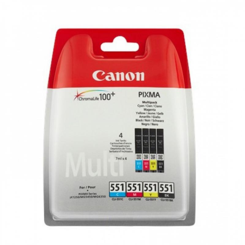 Cartus cerneala Canon CLI-551MULTI, multipack (cyan,magenta,yellow ,black), pentru Canon Pixma IP7250, Pixma IP8750, Pixma IX6850, Pixma MG5450, Pixma MG5550, Pixma MG6350, Pixma MG6450, Pixma MG7150, Pixma MX925.