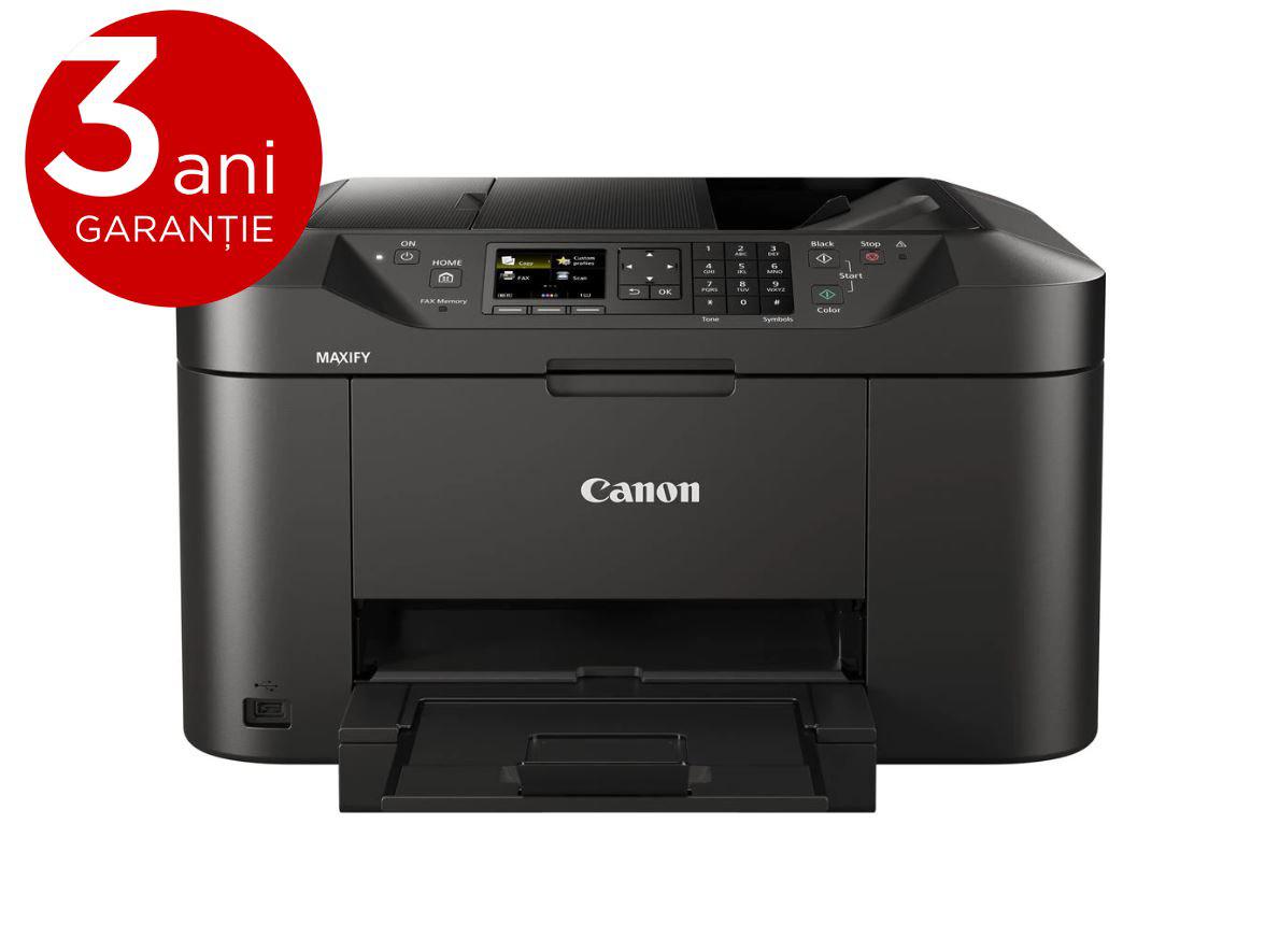 Multifunctional inkjet color Canon Maxify MB2150, dimensiuneA4(Printare, Copiere, Scanare, Fax), duplex, viteza 19ipm alb-negru, 13ipmcolor, rezolutie 600x1200 dpi, alimentare hartie 250 coli, scanner cusuport plat CIS si ADF 50 coli, rezolutie scanare 1200 X1200 dpi,scanare catre e-mail, scanare în