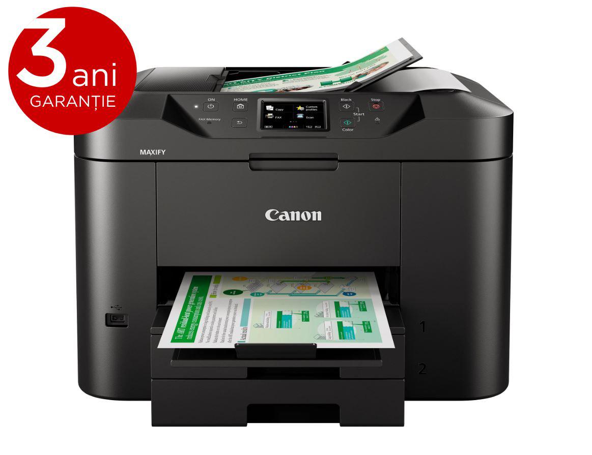 Multifunctional inkjet color Canon Maxify MB2750, dimensiuneA4(Printare, Copiere, Scanare, Fax), duplex, viteza 24ipm alb-negru,15.5ipm color, rezolutie 600x1200 dpi, alimentare hartie 250 coli,scanner cu suport plat CIS, rezolutie scanare 1200 X 1200 dpi,scanarecatre e-mail, scanare in directoare