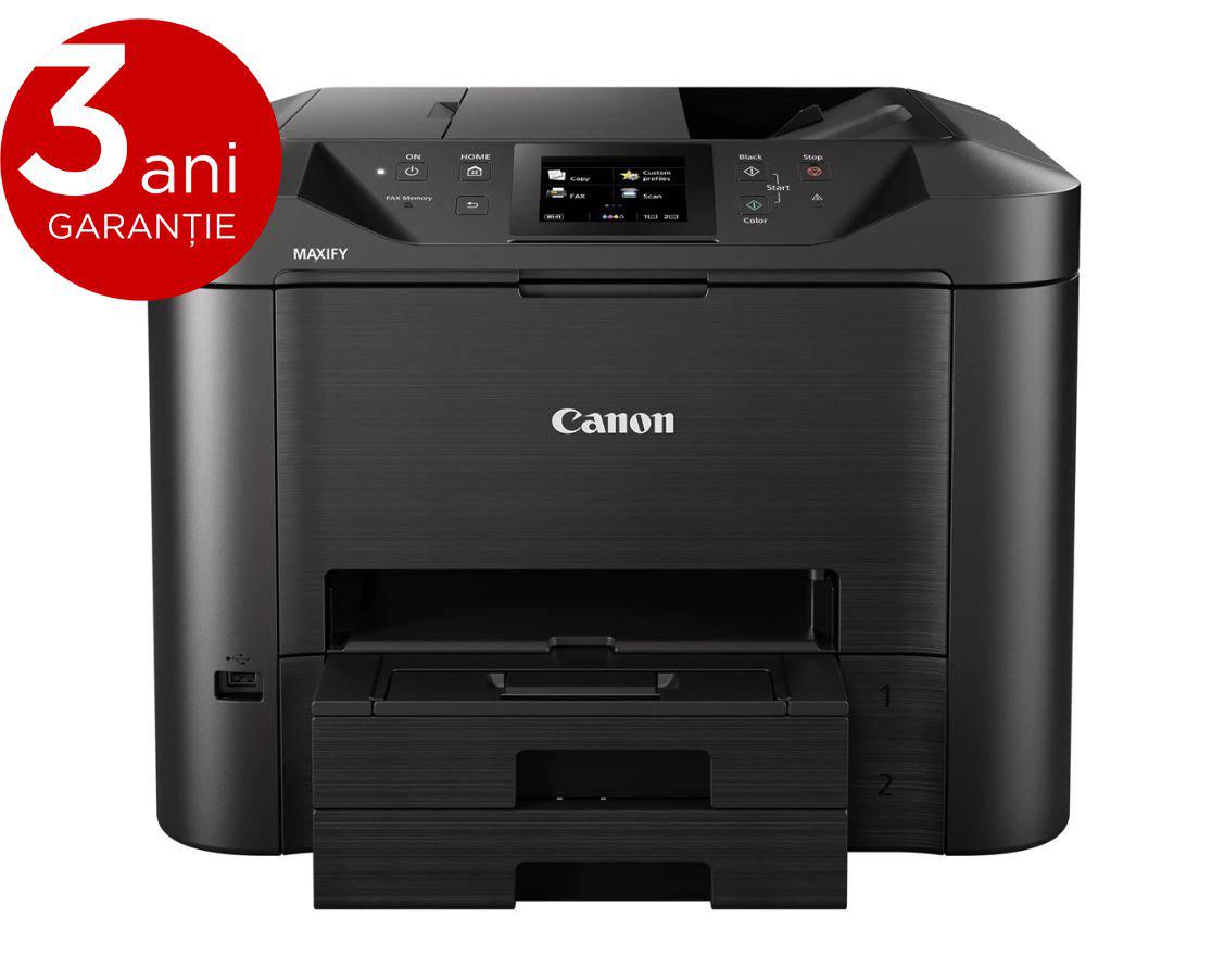 Multifunctional inkjet color Canon Maxify MB5450, dimensiuneA4(Printare, Copiere, Scanare, Fax), duplex, viteza 24ipm alb-negru,15.5ipm color, rezolutie 600x1200 dpi, alimentare hartie 250 coli,scanner cu suport plat CIS, rezolutie scanare 1200 X 1200 dpi,scanarecatre e-mail, scanare in directoare