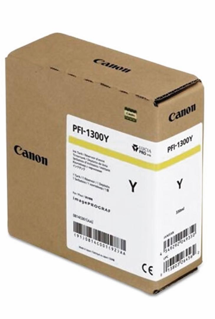 Cartus cerneala Canon PFI-1300Y, galben, capacitate 330ml, pentru Canon imagePROGRAF, PRO-2000, PRO-4000, PRO-4000, PRO-6000S.