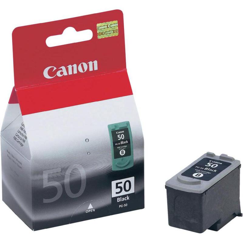 Cartus cerneala Canon PG-50, black, capacitate 22ml / 200 pagini, pentru Canon JX200, JX210, JX210P, JX500, JX510, Pixma IP2200, Pixma MP150, Pixma MP160, Pixma MP170, Pixma MP180, Pixma MP450, Pixma MP460, Pixma MX300, Pixma MX310.