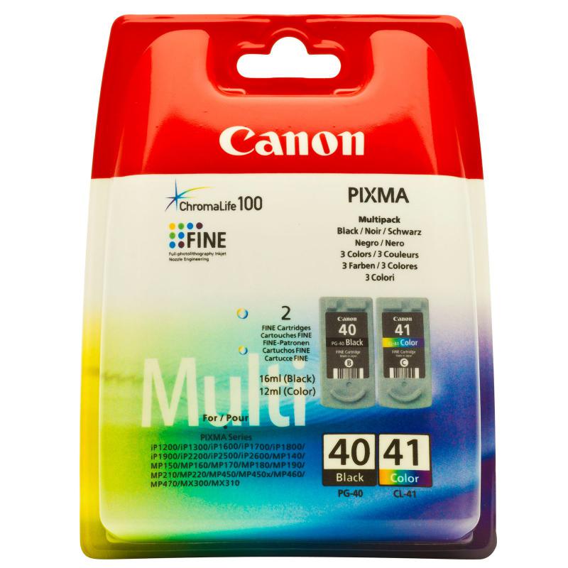 Cartus cerneala Canon PG-40 + CL-41, multipack (black, color), Canon Pixma IP1200, Pixma IP1300, Pixma IP1600, Pixma IP1700, Pixma IP1800, Pixma IP1900, Pixma IP2200, Pixma IP2500, Pixma IP2600, Pixma MP140, Pixma MP150, Pixma MP160, Pixma MP170, Pixma MP180, Pixma MP190, Pixma MP210, Pixma MP220