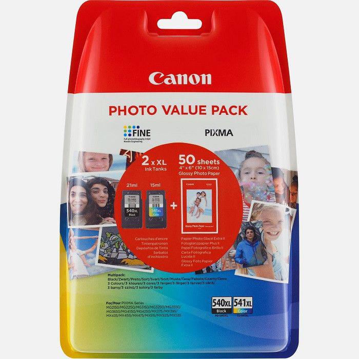 Cartus cerneala Canon PG-540XL + CL-541XL, multipack (black, color, hartie foto GP-501 50 coli), pentru Canon Pixma MG2150, Pixma MG2250, Pixma MG3150, Pixma MG3250, Pixma MG3550, Pixma MG4150, Pixma MG4250, Pixma MX375, Pixma MX395, Pixma MX435, Pixma MX455, Pixma MX475, Pixma MX515, Pixma MX525