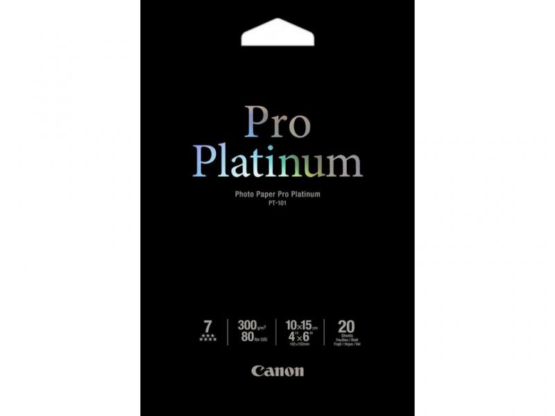 Hartie foto Canon PT-101, dimensiune 10x15 cm, 20 coli, tip Pro Platinium , greutate 300g/m2