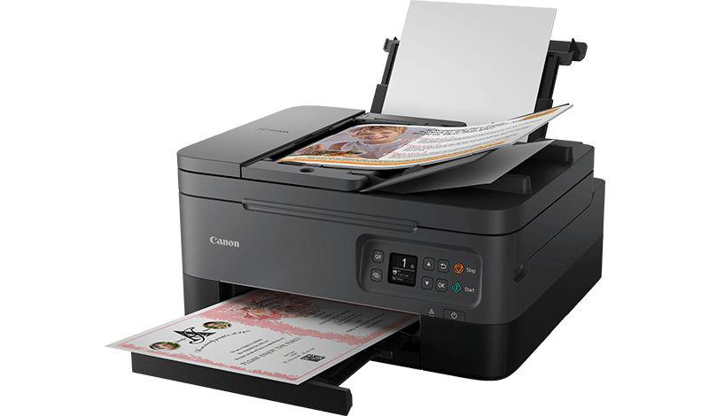 Multifunctional inkjet color Canon Pixma TS7450 Black, dimensiune A4 (Printare, Copiere, Scanare),duplex, viteza 13ipm alb-negru, 6.8ipm color, rezolutie 4800x1200 dpi, alimentare hartie: spate 100coli, tavita fata 100 coli, ADF 35 coli, imprimare fara margini, scanner cu suport plat CIS, rezolutie