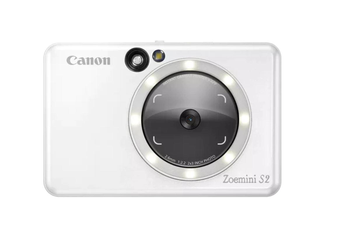 Imprimanta foto Canon Zoemini S2, 2 in 1 camera foto + imprimanta foto, tehnologie ZINK (zero ink) Viteza: 50 secunde pe poza, Rezolutie printare 314 X 600 dpi, Camera 8 megapixeli, blitz integrat, Bluetooth, NFC, compatibilitate IOS si Android, format poze: JPG, slot microSD (max256gb), baterie