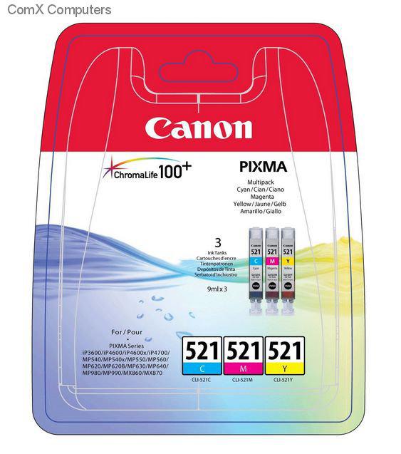 Cartus Canon CLI-521 Multipack - 3-pack - yellow, cyan, magenta -original - ink tank.