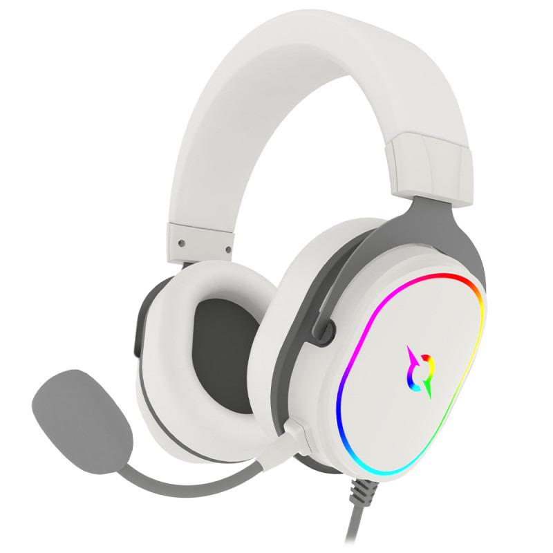 Casti over-ear AQIRYS Altair White, sistem de sunet 7.1 Virtual Surround, cu fir, cu microfon flexibil, interfata USB 2.0