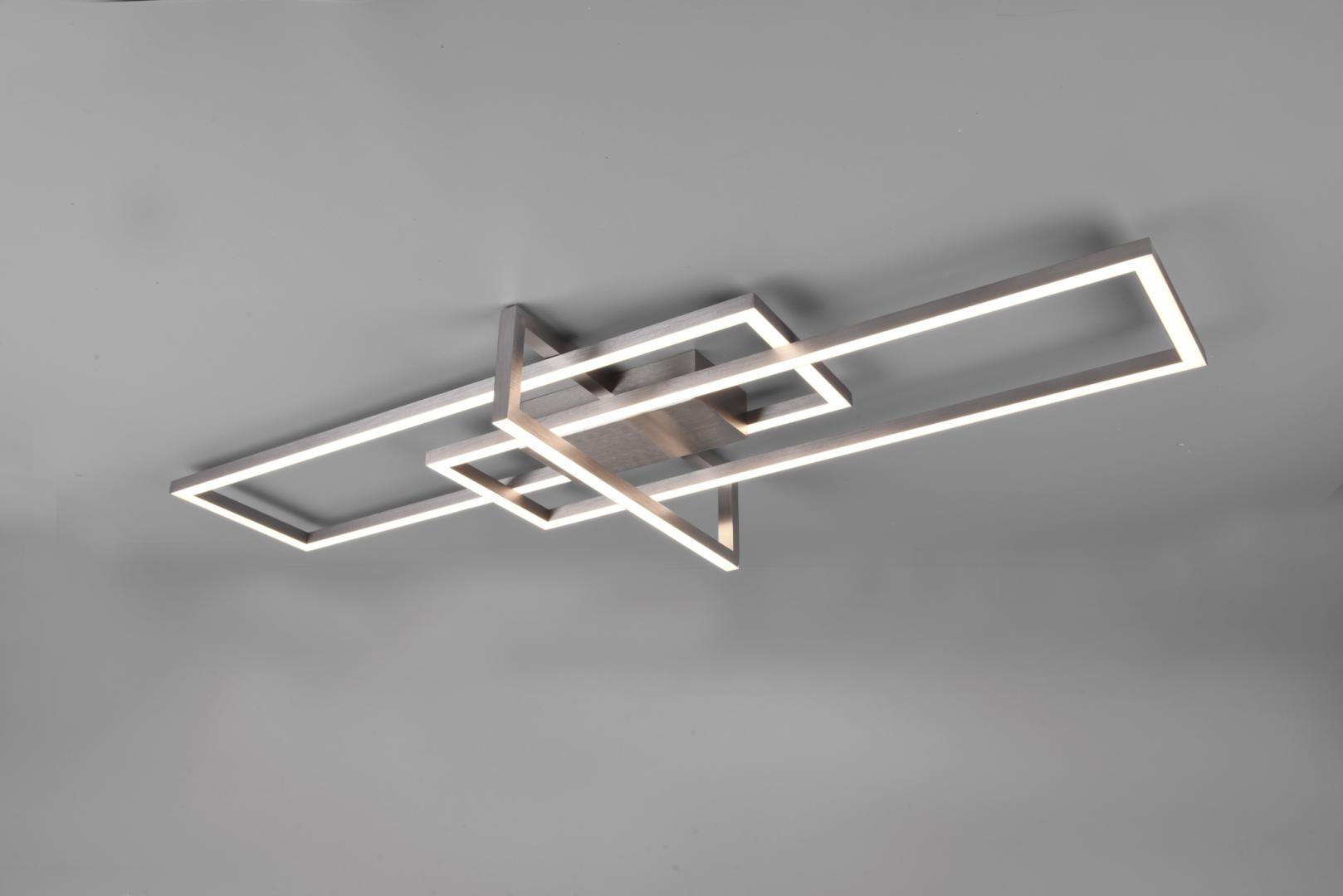 Plafoniera LED Trio SALINAS, 34W, 3900 lm, lumina calda (3000K), dimabil via swich, ↔ 100cm / ↗ 40cm / ↕ 11,5cm, metal/plastic, Argintiu