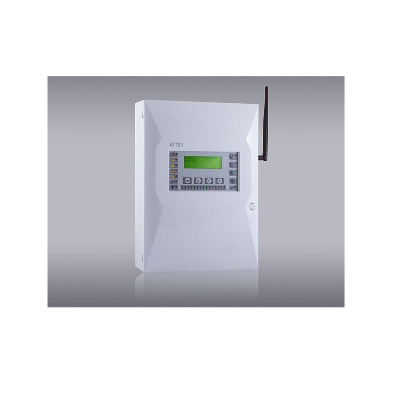 Wireless addressable fire alarm control panel VIT01:- up to 32 devices in the system;- 15 fire zones;- 2 monitored output;- 1 relay output for fire;- 1 relay output for fault;- nonvolatile archive memory – up to 4096 events;- interface RS232/485;- radio network frequency – 2.4 Ghz;- LED display 4x20