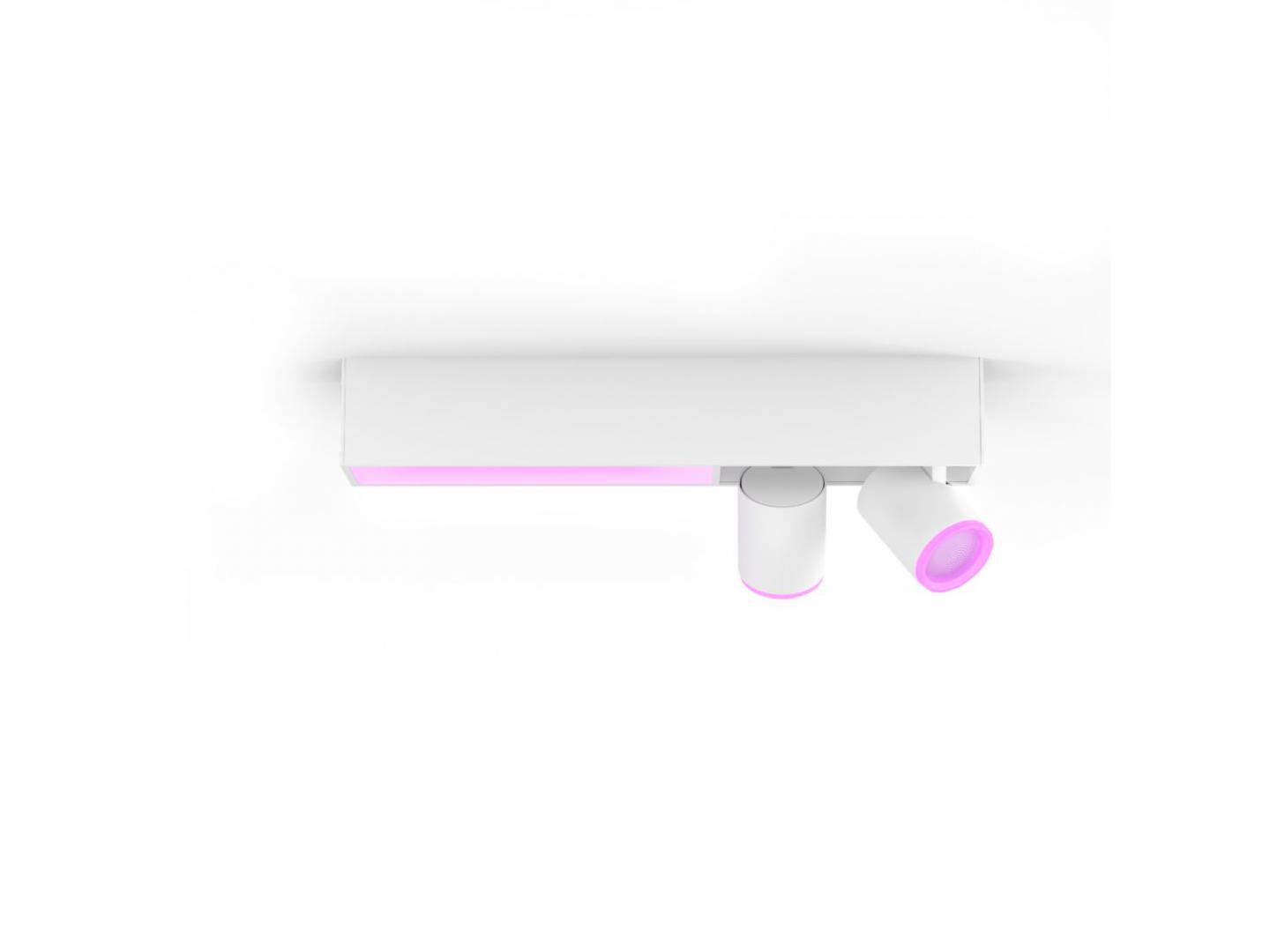 Plafoniera LED RGB Philips Hue Centris, Bluetooth, cu 2xGU10, 2x5.7W+LED 11W, 1560 lm, lumina alba si color (2000-6500K), IP20, Metal, Alb