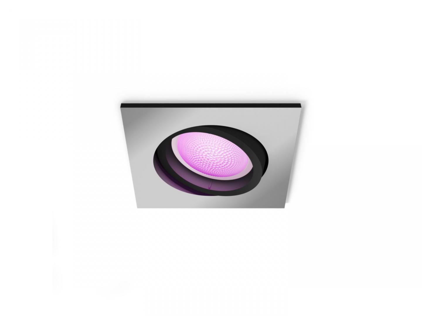 Spot LED RGB incastrat Philips Hue Centura, Bluetooth, GU10, 5.7W, 350 lm, lumina alba si color (2000-6500K), IP20, 9cm, Argintiu