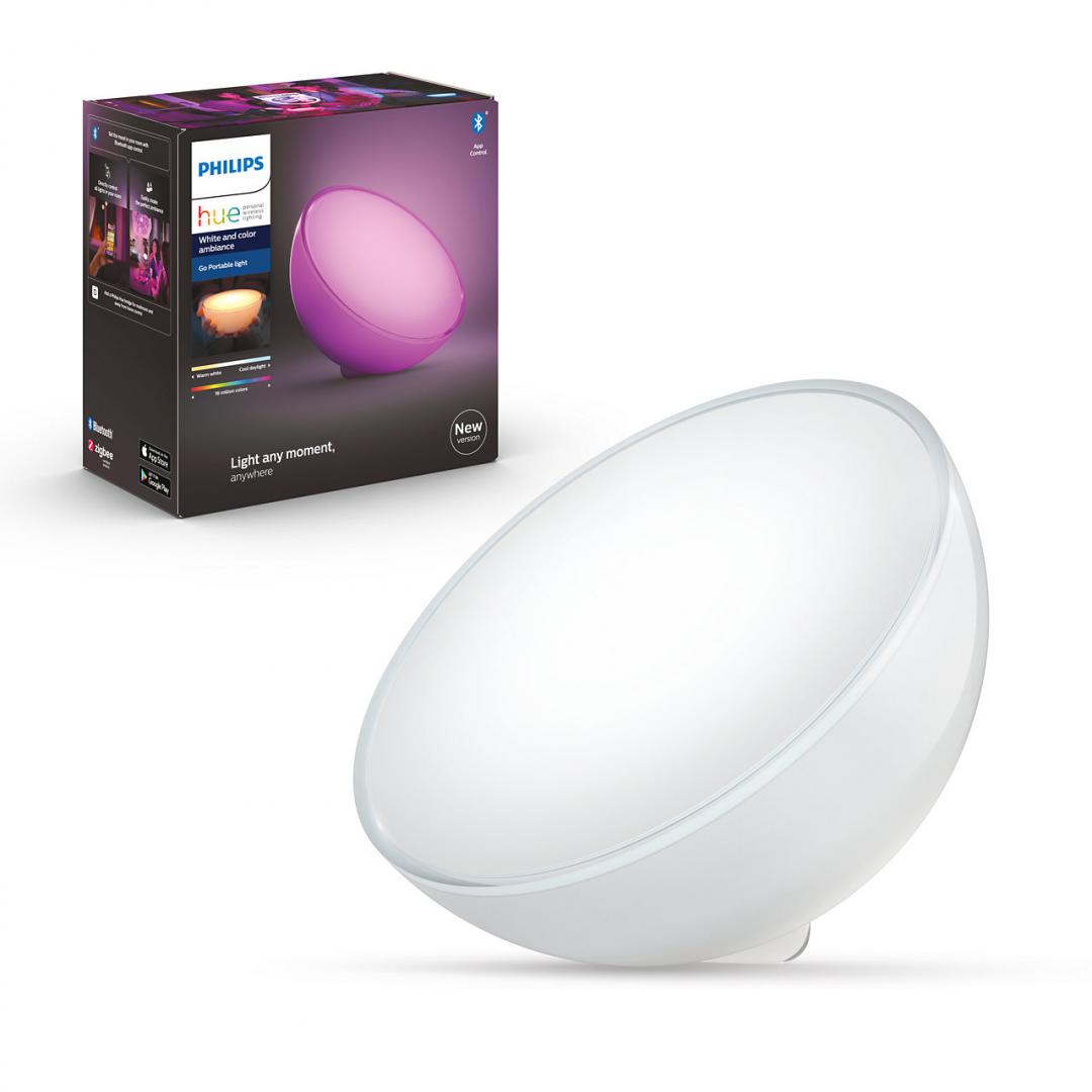 Lampa LED RGB Philips Hue Go, 6W (43W), 520 lm, lumina alba si color(2000-6500K), IP20, 15cm, Alb