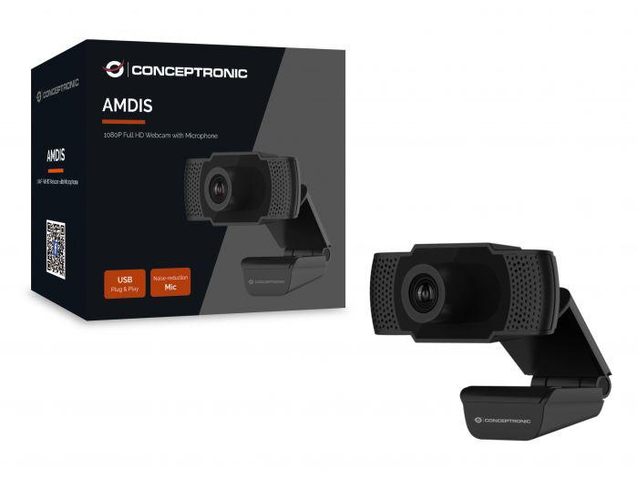 CONCEPTRONIC AMDIS01B 1080P Full HD Webcam with Microphone, 80 x 33 x 91 mm