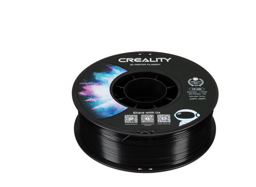 CREALITY CR-ABS 3D Printer Filament, Black, temperatura printare: 220-260, Diametru Filament: 1.75mm, rezistenta la tractiune: 43MPa,diametru suport filament:  200mm, NON-Toxic, Utilizare: pana la 6 luni de la deschiderea ambalajului.