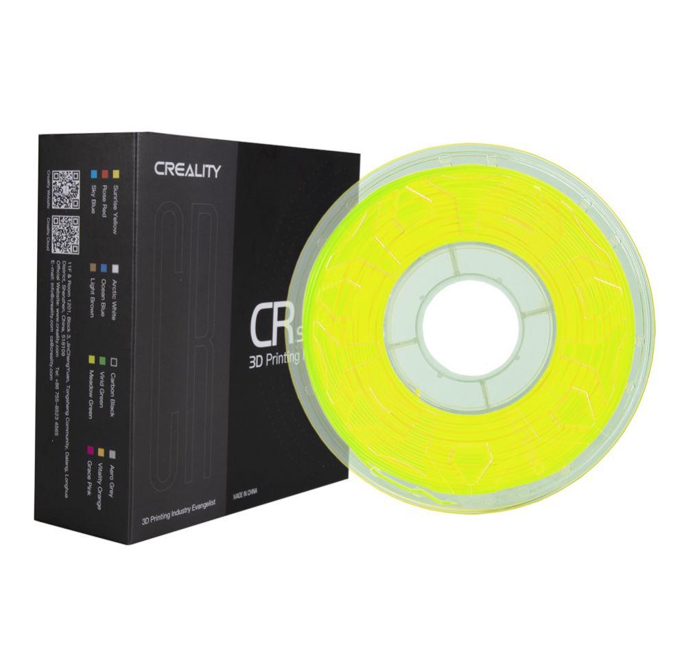 CREALITY CR PLA 3D Printer Filament, 1kg, fluorescent yellow, Printing temperature: 190-220, Filament diameter: 1.75mm, Tensile strength: 60MPa, Size of filament wheel: Diameter 200mm, height 66mm, hole diameter 56mm. Utilizare: pana la 6 luni de la deschiderea ambalajului.