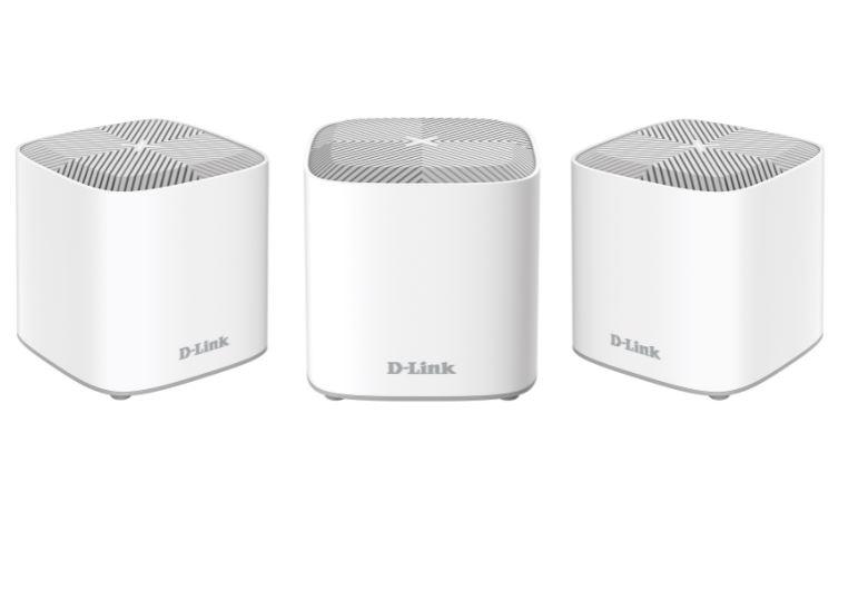 D-LINK AX1800 Home Mesh Wi-Fi6 system (3 pack), COVR-X1862; 802.11ax Wi- Fi 6, Dual-Band, Wireless speed: 1200 Mbps 5 GHz, 574 Mbps 2.4 GHz, interface: 1 LAN, 1 WAN, MU-MIMO.