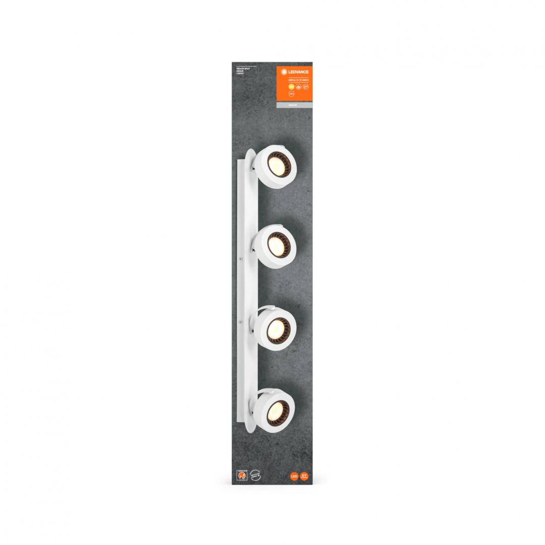 Spot LED cvadruplu ajustabil Ledvance DECOR VENUS, 21W, 2000 lm, lumina calda (3000K), IP20, 695mm, Alb, clasa energetica F