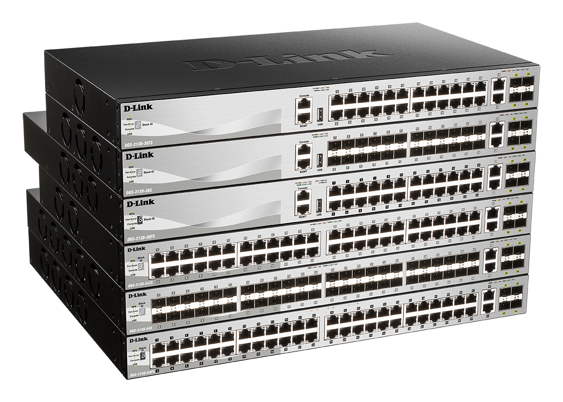 Switch D-Link DGS-3130-54TS/E, 54-Port Gigabit SFP L3 Stackable Managed Switch, 48 x 10/100/1000BASE-T ports, 2 x 10GBASE-T and 4 x 10G SFP+ ports, Layer 3, 216 Gbps.