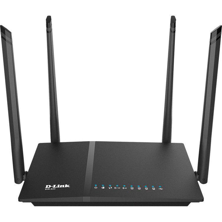 D-Link, Router Wireless AC1200 Dual-band, 300 Mbps 2.4 GHz, 867 Mbps 5 GHz, 1X Gigabit WAN ,  4 Gigabit LAN, USB 2.0.