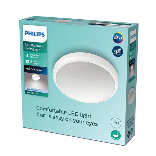 Plafoniera LED Philips Doris CL257, 6W, 640 lm, lumina neutra (4000K), IP44, 22cm, Alb