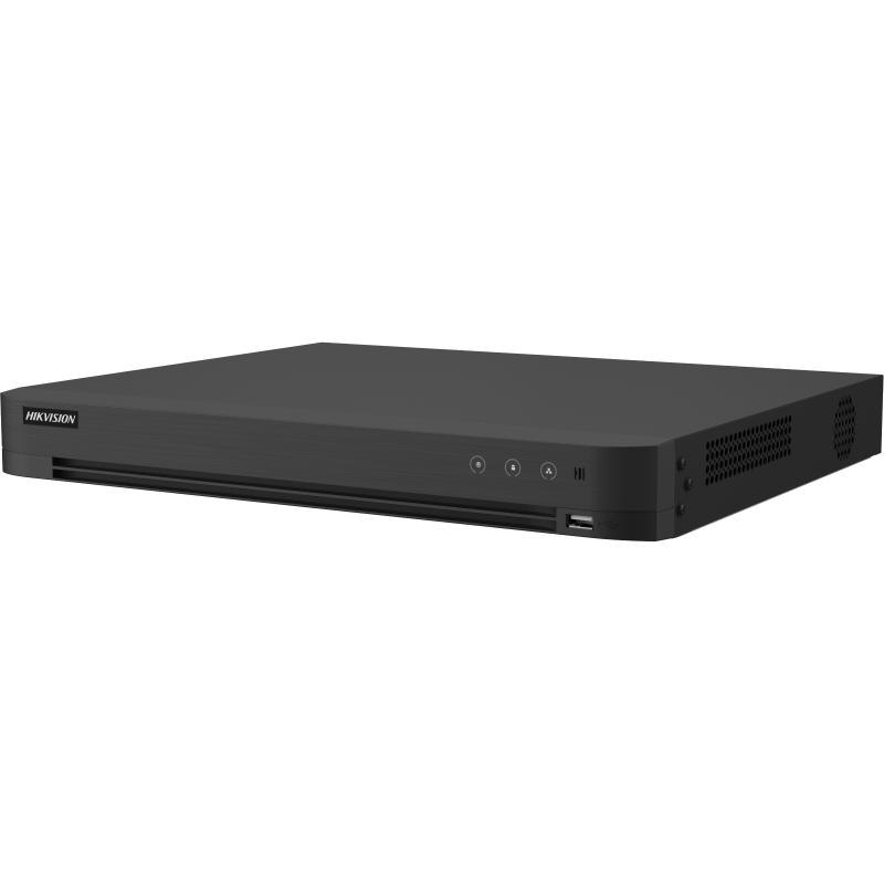 DVR Hikvision AcuSense 16 canale IDS-7216HQHI-M2/X, compresie video: H.265 Pro+/H.265 Pro/H.265/H.264+/H.264, interfata BNC (1.0 Vp-p, 75 Ω), pana la 24 canalele camera IP, pana la 24-ch 1080P@30fps, 2x SATA max 12TB, alimentare: 12 VDC, 3.3 A, dimensiuni: 385 × 315 × 52 mm, greutate: 2kg.