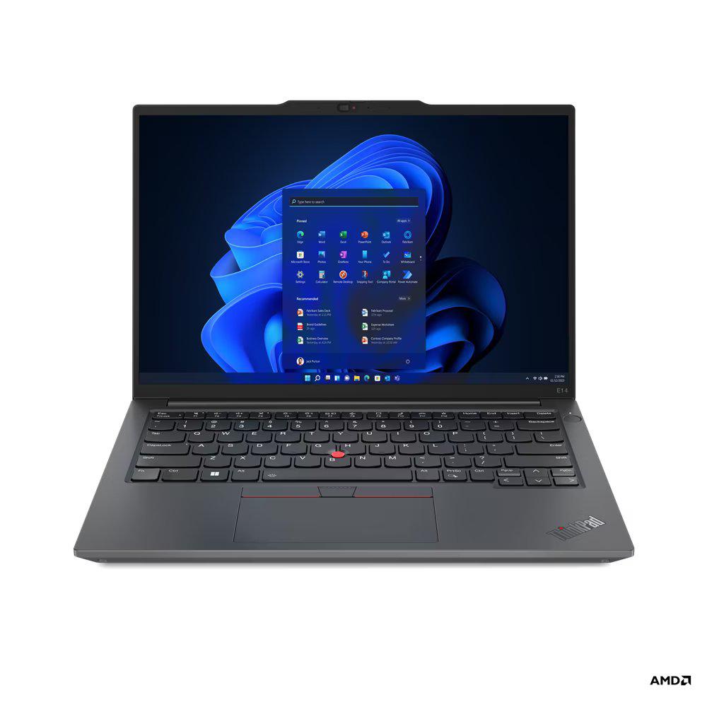 Laptop Lenovo ThinkPad E14 Gen 5 (AMD), 14" WUXGA (1920x1200) IPS 300nits Anti-glare, 45% NTSC, AMD Ryzen™ 7 7730U (8C / 16T, 2.0 / 4.5GHz, 4MB L2 / 16MB L3), Video Integrated AMD Radeon™ Graphics, RAM 8GB Soldered DDR4-3200 + 8GB SO-DIMM DDR4-3200, SSD 512GB SSD M.2 2242 PCIe® 4.0x4 NVMe® Opal 2.0