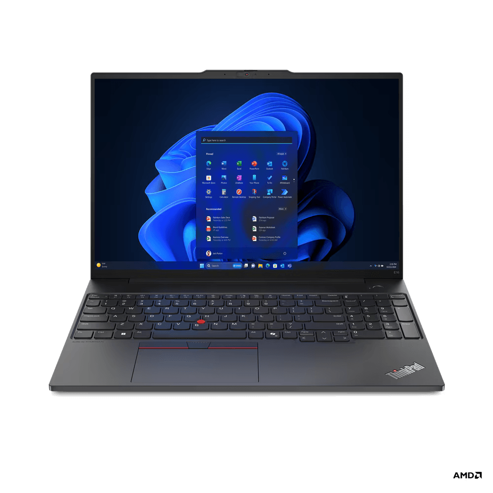 Laptop Lenovo ThinkPad E16 Gen 2 (AMD);16" WUXGA (1920x1200) IPS 300nits Anti-glare, 45% NTSC;AMD Ryzen™ 7 7735HS (8C / 16T, 3.2 / 4.75GHz, 4MB L2 / 16MB L3);Video Integrated AMD Radeon™ 680M Graphics;RAM 32 GB (2x 16GB SO-DIMM DDR5-4800, Two DDR5 SO-DIMM slots, dual-channel capable, Up to 64GB