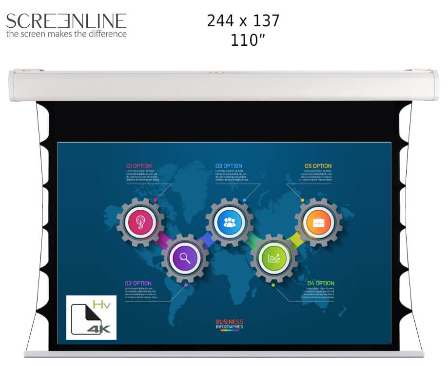 Ecran de proiectie motorizat perete/tavan Screenline MOT TENSIONED Home Vision, 244x137(110"),16:9, alb,comutator perete