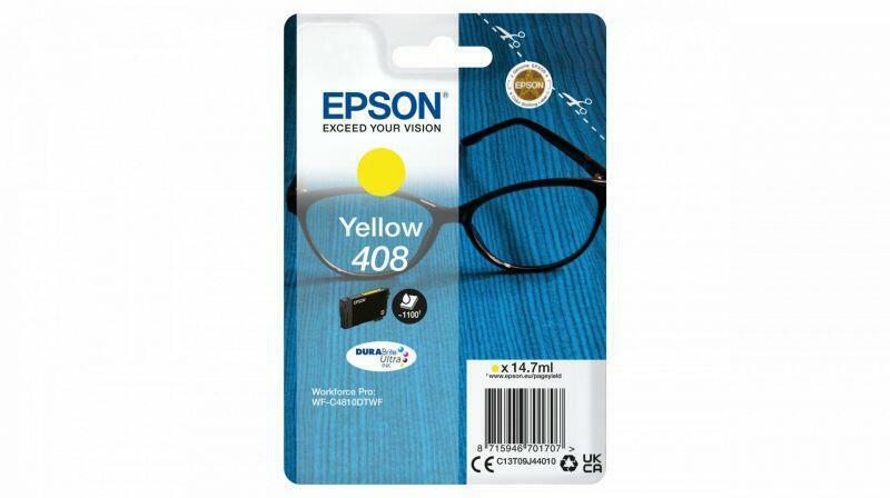 Epson Singlepack Yellow 408 DURABrite Ultra Ink, 14.7 ml, WorkForce Pro WF-C4810DTWF, WorkForce Pro WF-C4310DW.