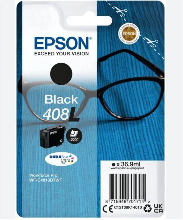 Cartus cerneala Epson 408l Ink Tank, Black, DURABrite Ultra ink,capacitate 36.9ml, 2.2k pagini, pentru WorkForce Pro WF-C4810DTWF.