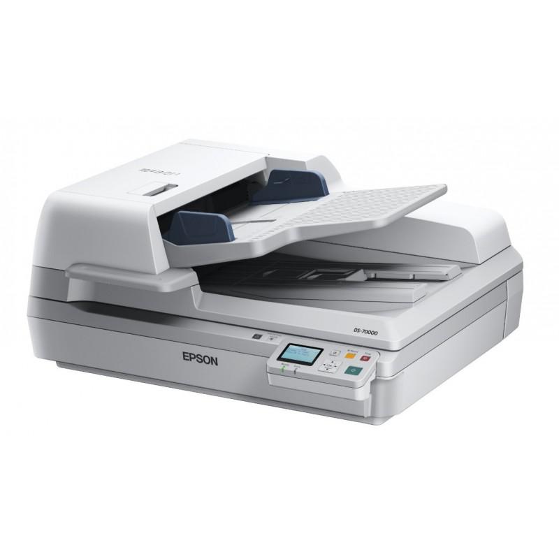 Scanner Epson DS-70000N, dimensiune A3, tip flatbed, viteza scanare: 70ppm alb-negru si color, rezolutie optica 600x600dpi, duplex, ADF 200 pagini, Scan to Email, Scan to FTP, Scan to Microsoft SharePoint, Scan to Print, Scan to Web folders, Scan to Network folders, software : ABBYY FineReader