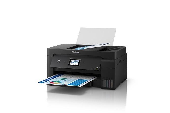 Multifunctional inkjet color CISS Epson L14150, dimensiune A3+ (Printare, Copiere, Scanare, Fax), duplex(A4), viteza 38ppm alb- negru, 24ppm color, rezolutie 4800x1200 dpi, alimentare hartie 250 coli, scanare, copiere și transmitere prin fax A4, scanner CIS rezolutie 1200x2400 dpi, ADF 35 coli, fax